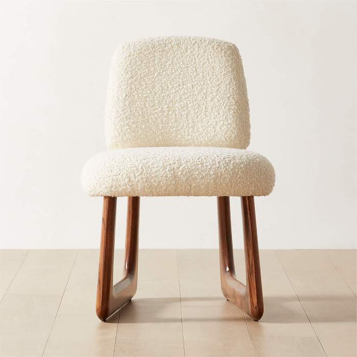 Pula Modern White Boucle Dining Chair + Reviews | CB2